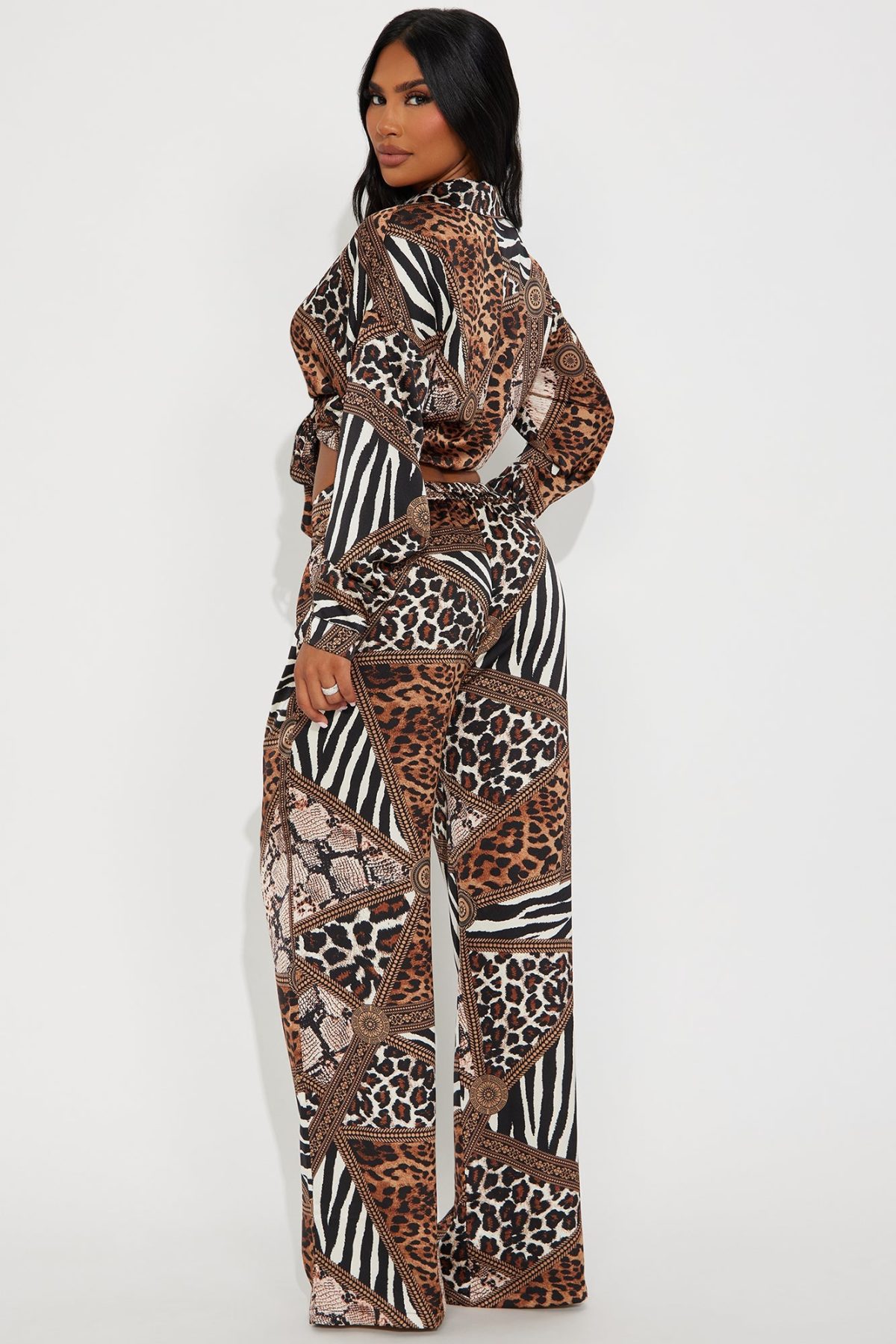 Animal Attraction Pant Set - Brown Combo