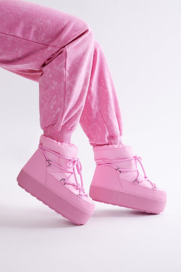 Hit The Snow Platform Booties - Pink