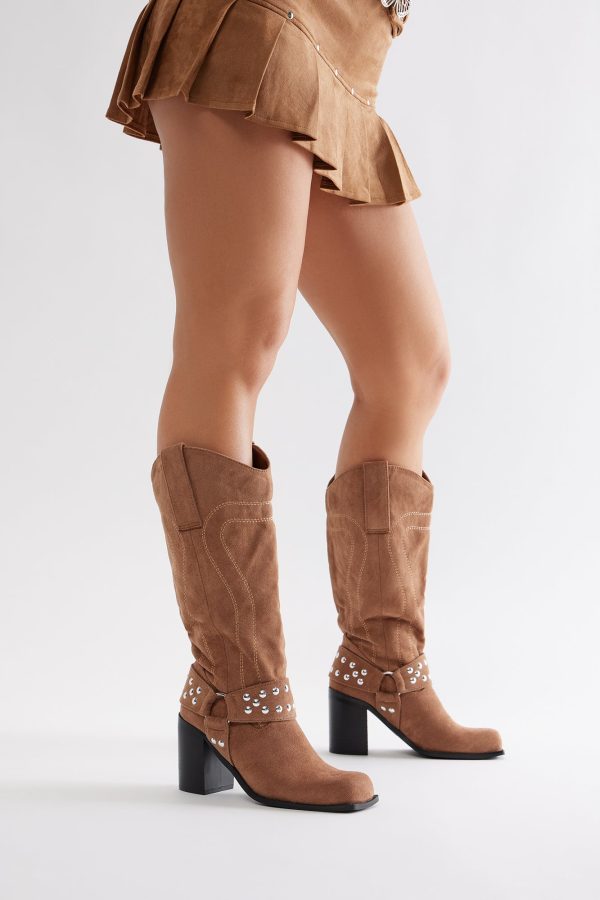 River Moto Knee High Boots - Tan