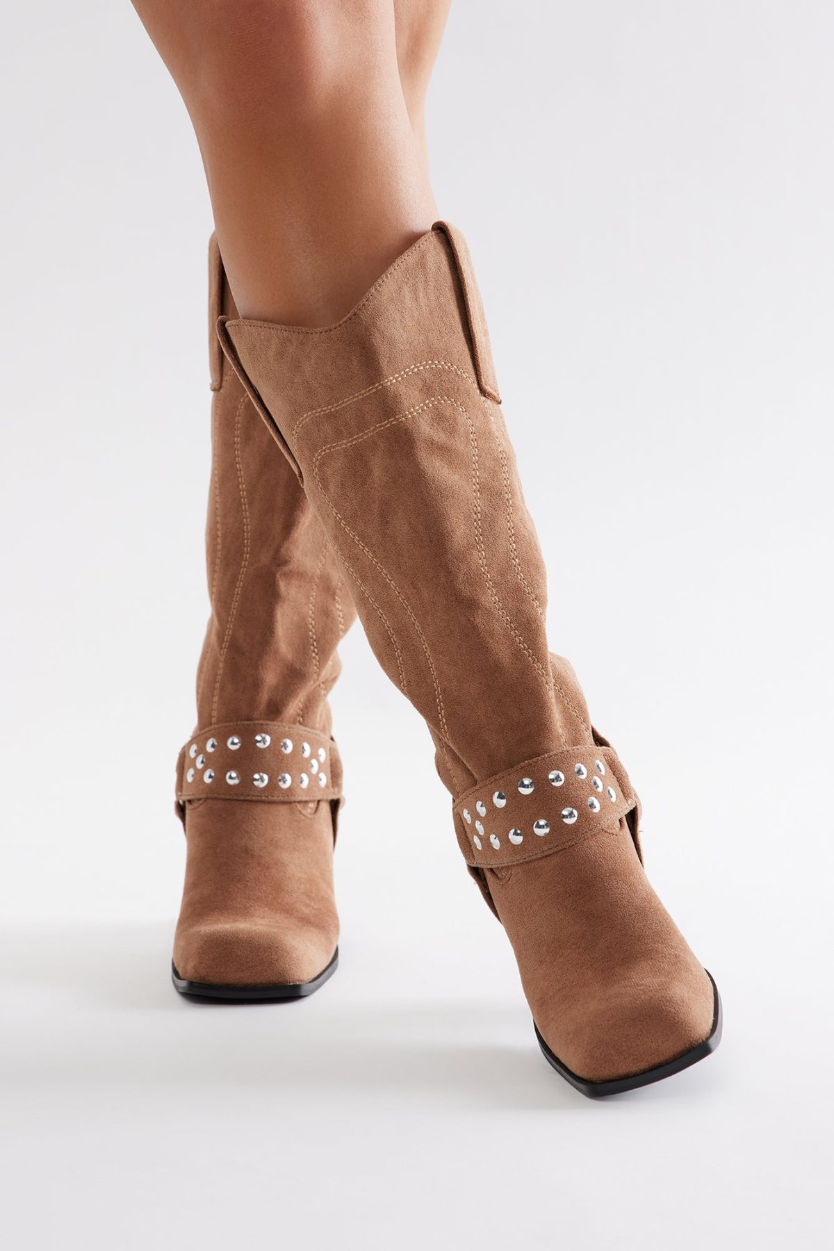 River Moto Knee High Boots - Tan