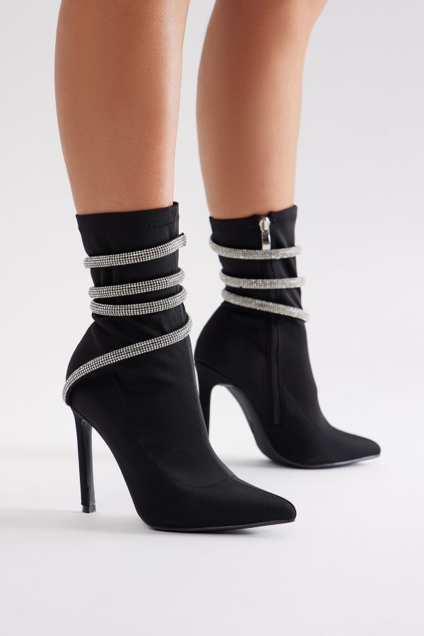 Hale Rhinestone Booties - Black