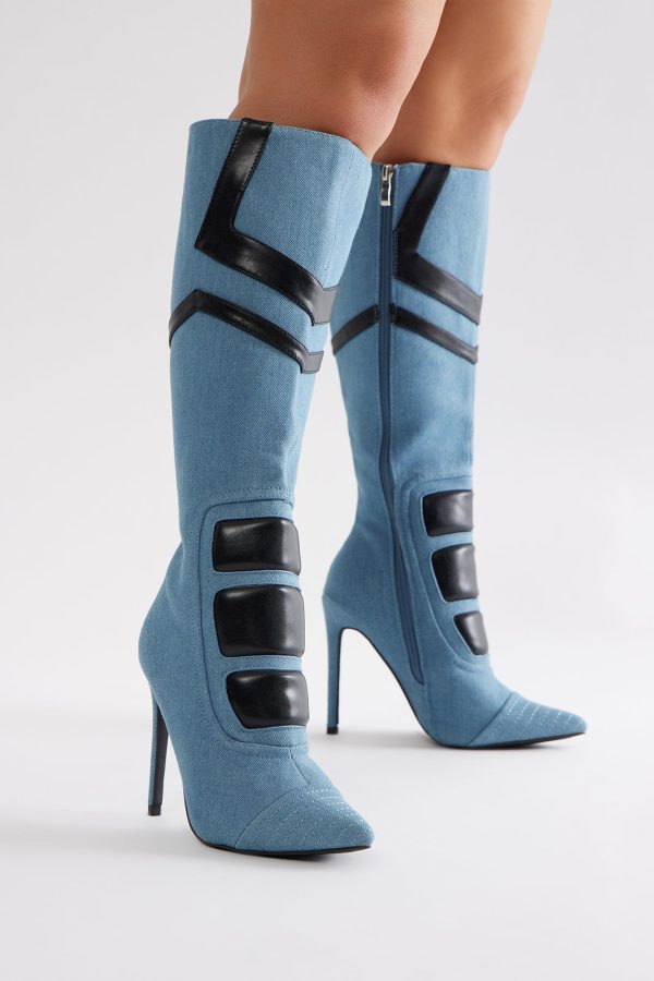 Tokyo Drift Knee High Boots - Denim