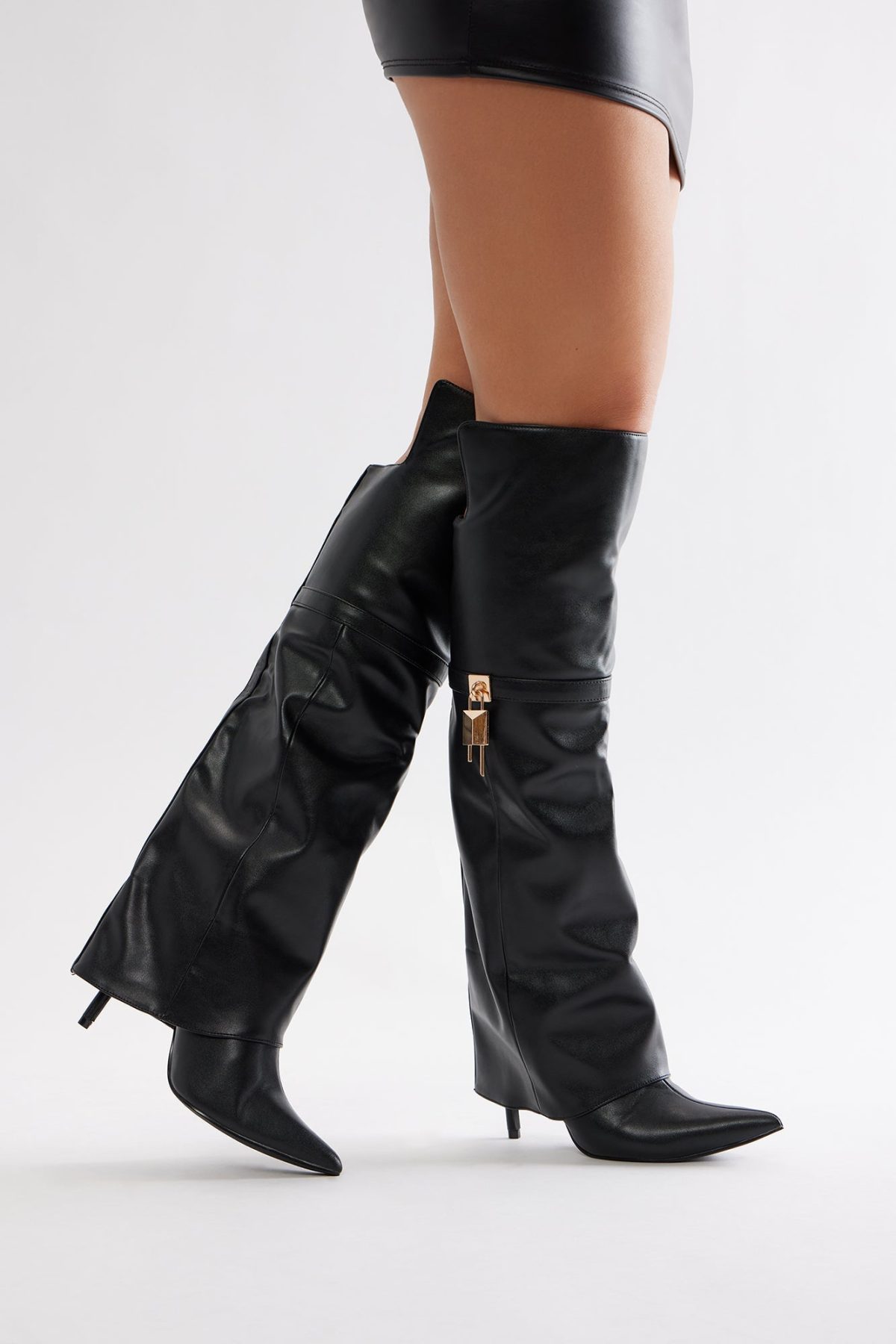 Leyah Thigh High Boots - Black