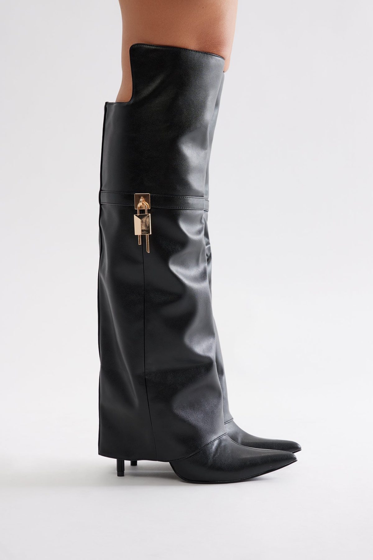 Leyah Thigh High Boots - Black