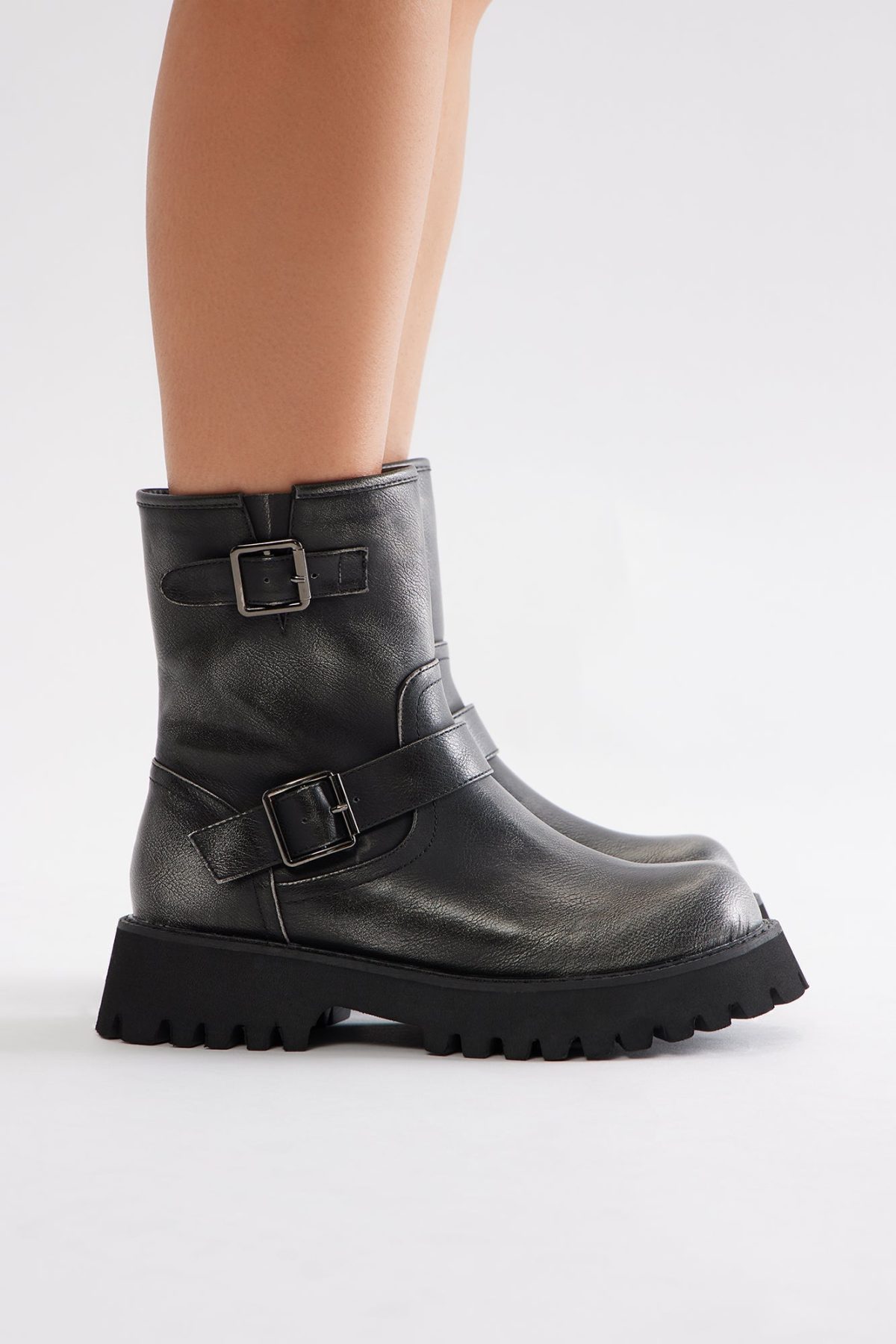 Close Enough Buckle Booties - Grey