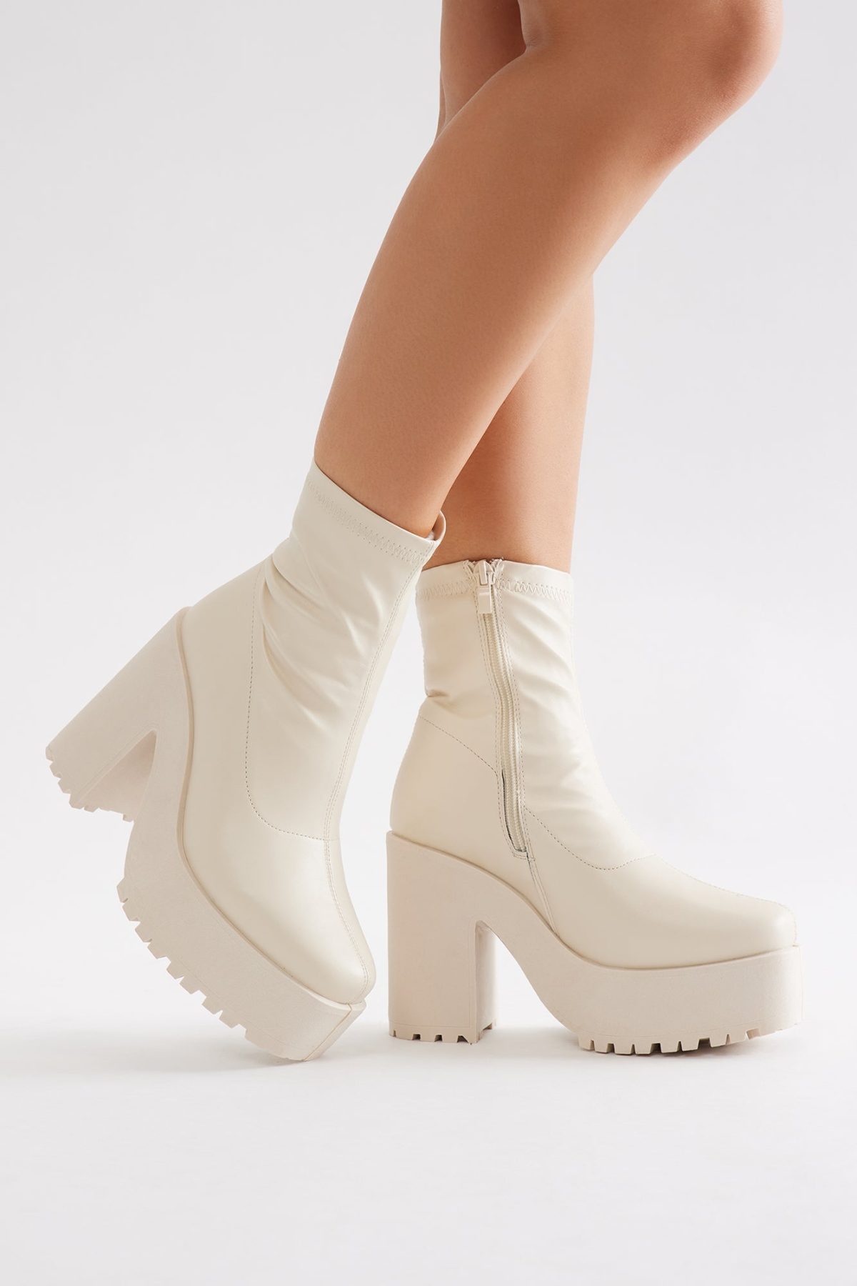 Baylor Platform Booties - Cream