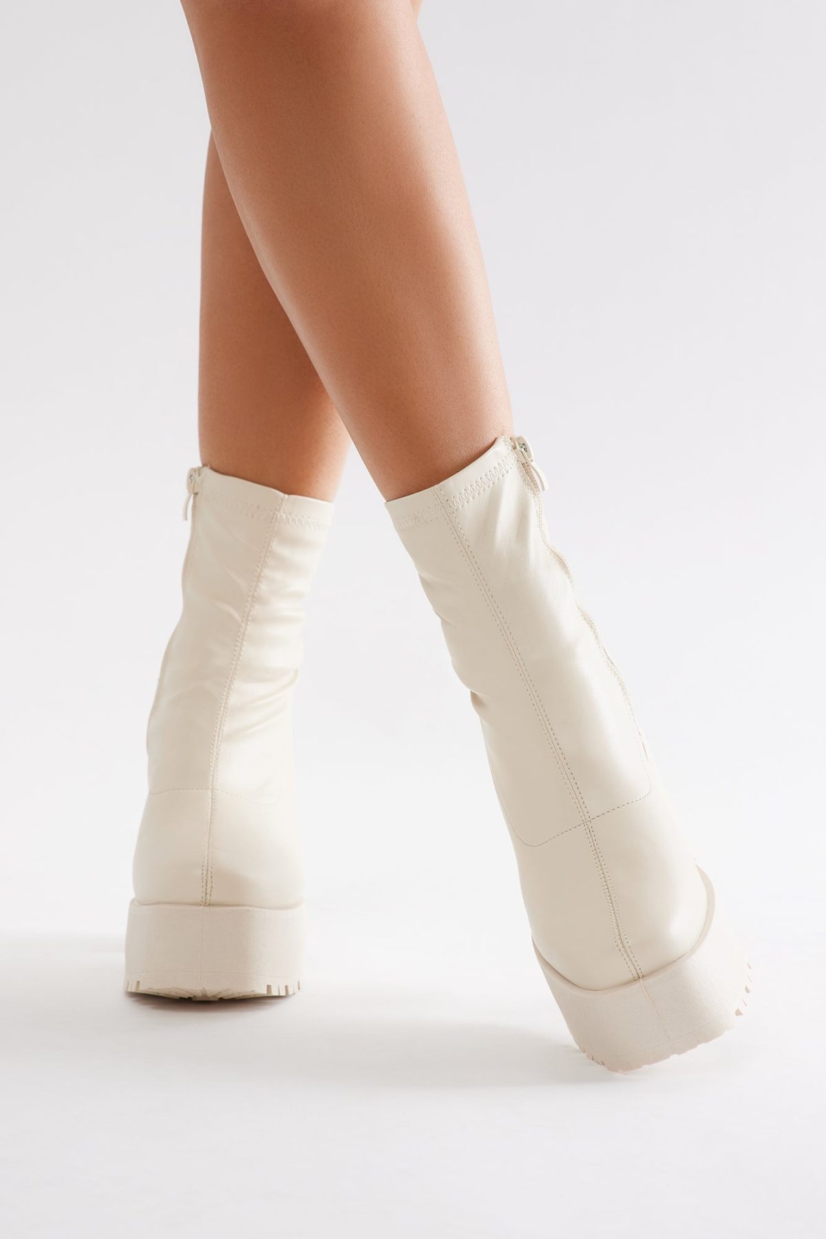 Baylor Platform Booties - Cream