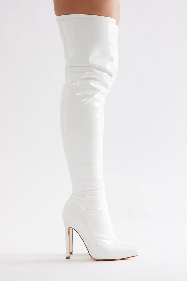 After Dark Over The Knee Boots - White