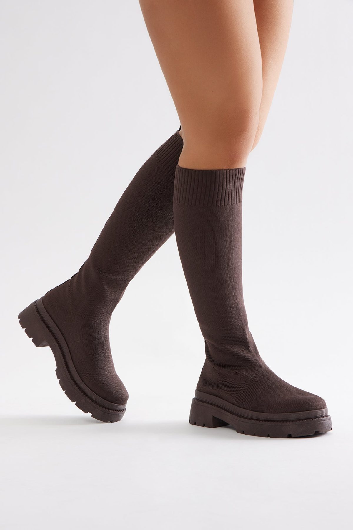 Rocco Knit Boots - Brown