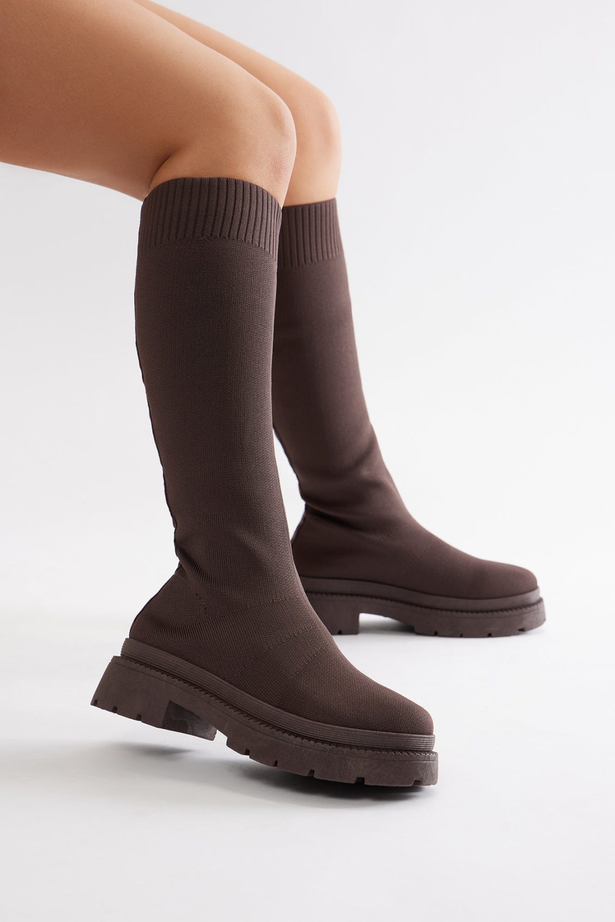 Rocco Knit Boots - Brown