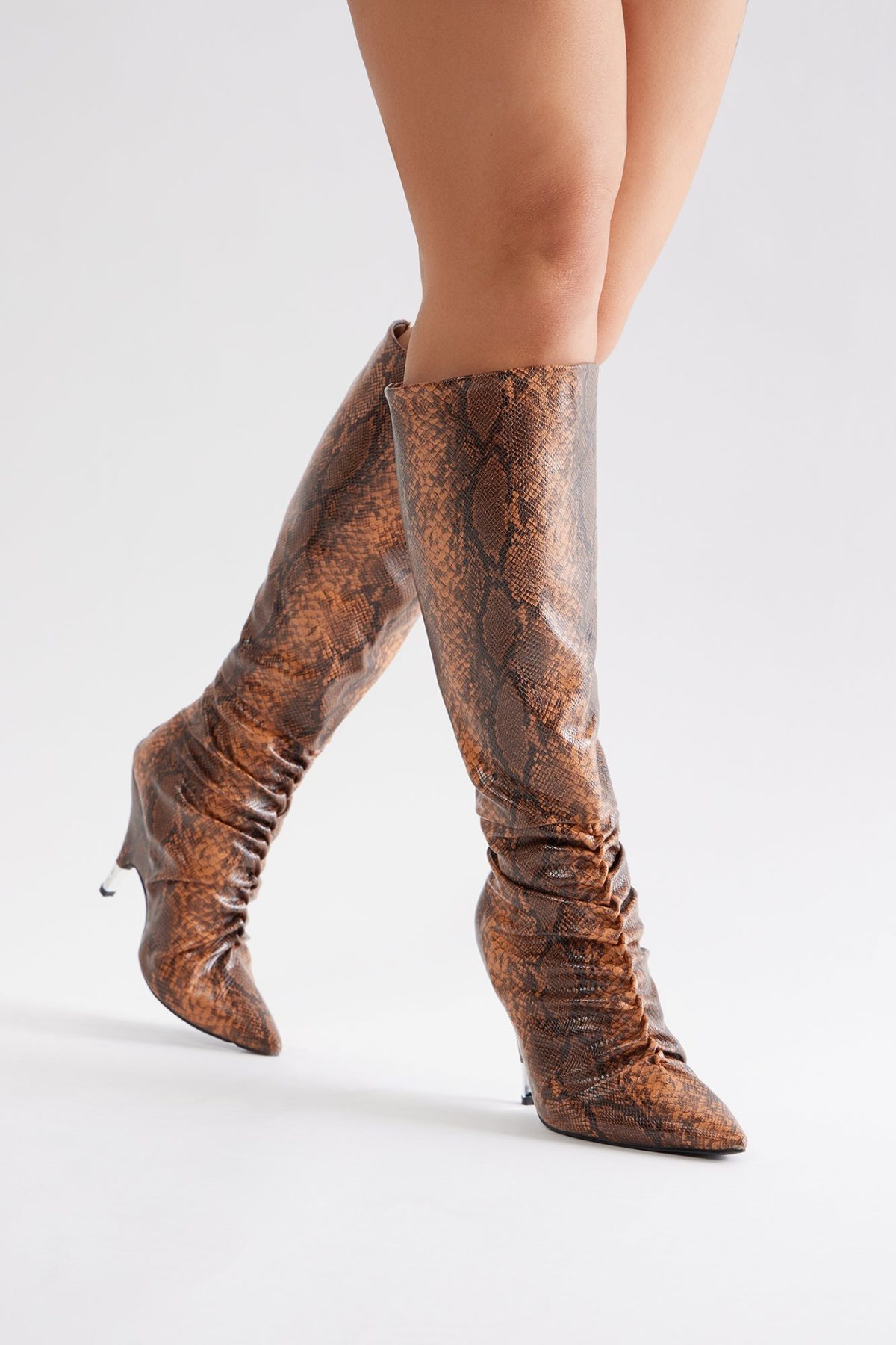 Nadia Knee High Boots - Brown Combo