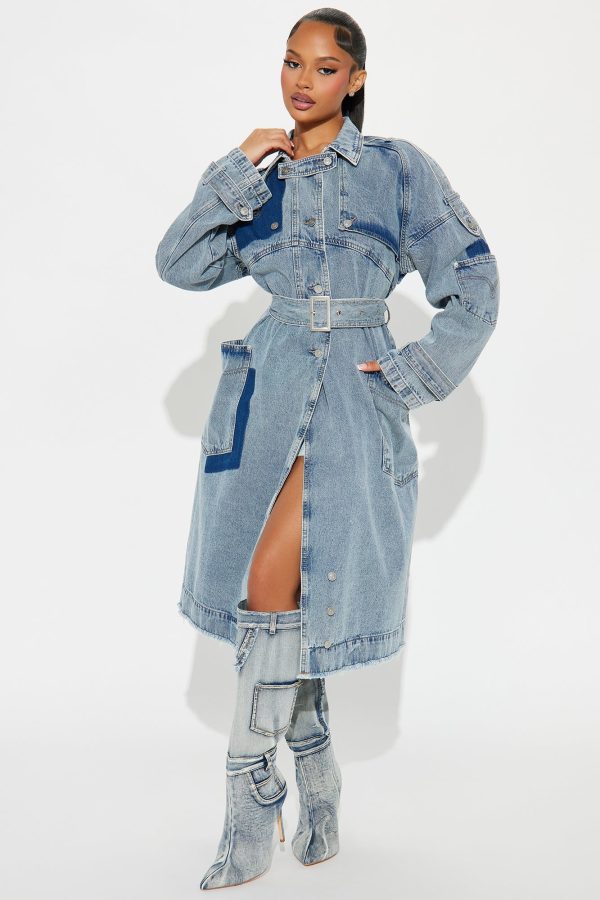 All Mixed Up Denim Trench - Light Wash