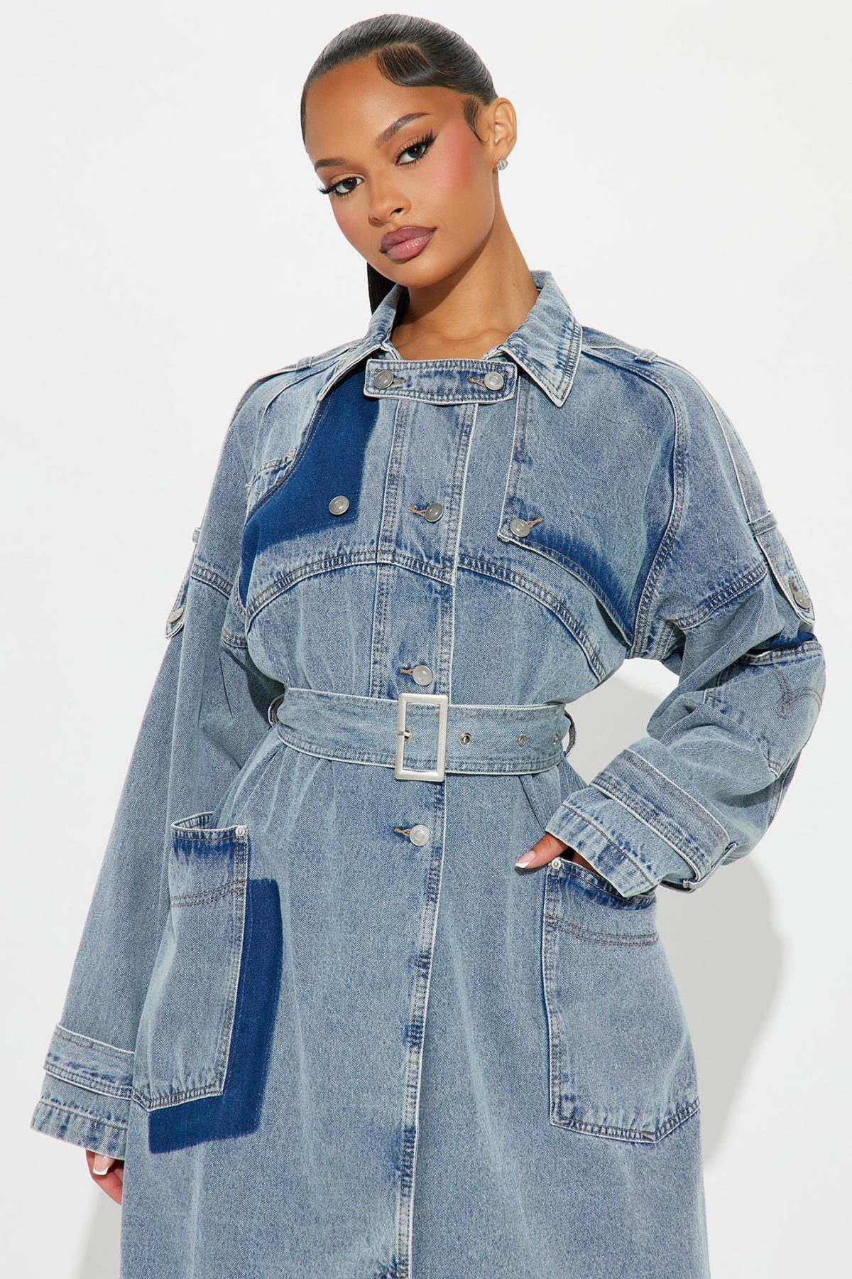 All Mixed Up Denim Trench - Light Wash