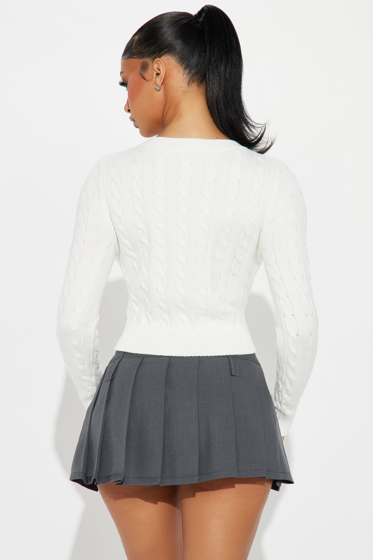 New York Cable Knit Sweater - White/combo