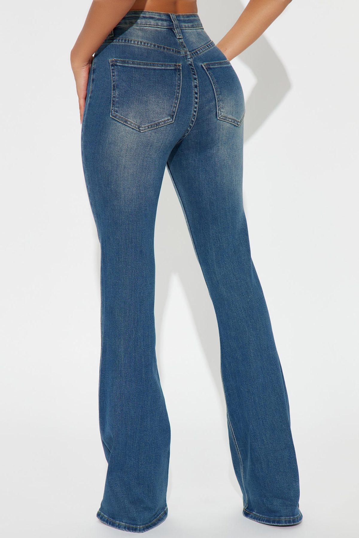 She Means Business Stretch Flare Jeans - Medium Wash