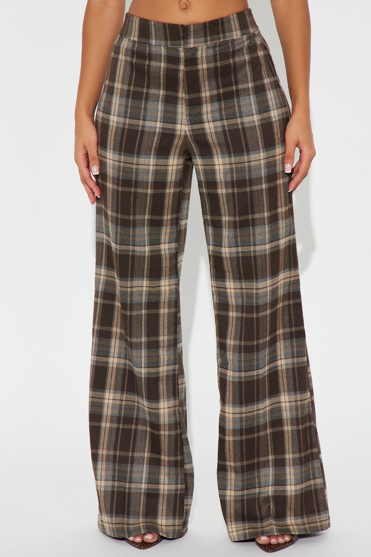 Tammy Plaid High Rise Trouser - Brown/combo