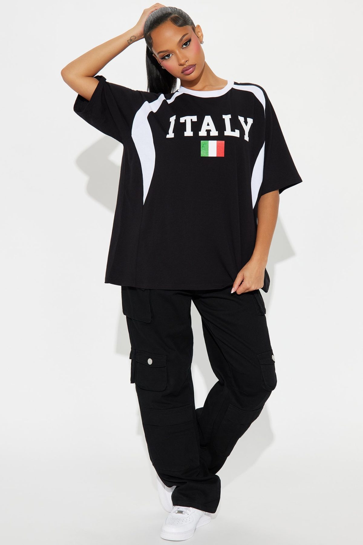 From Italy With Love Oversized Tee - Black