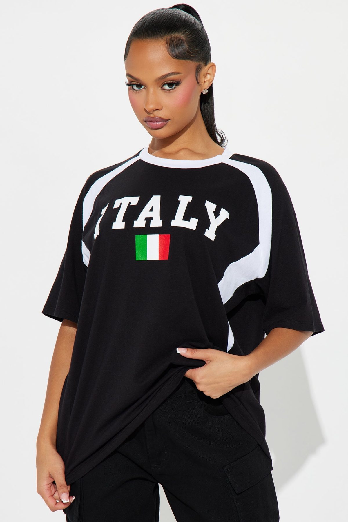 From Italy With Love Oversized Tee - Black