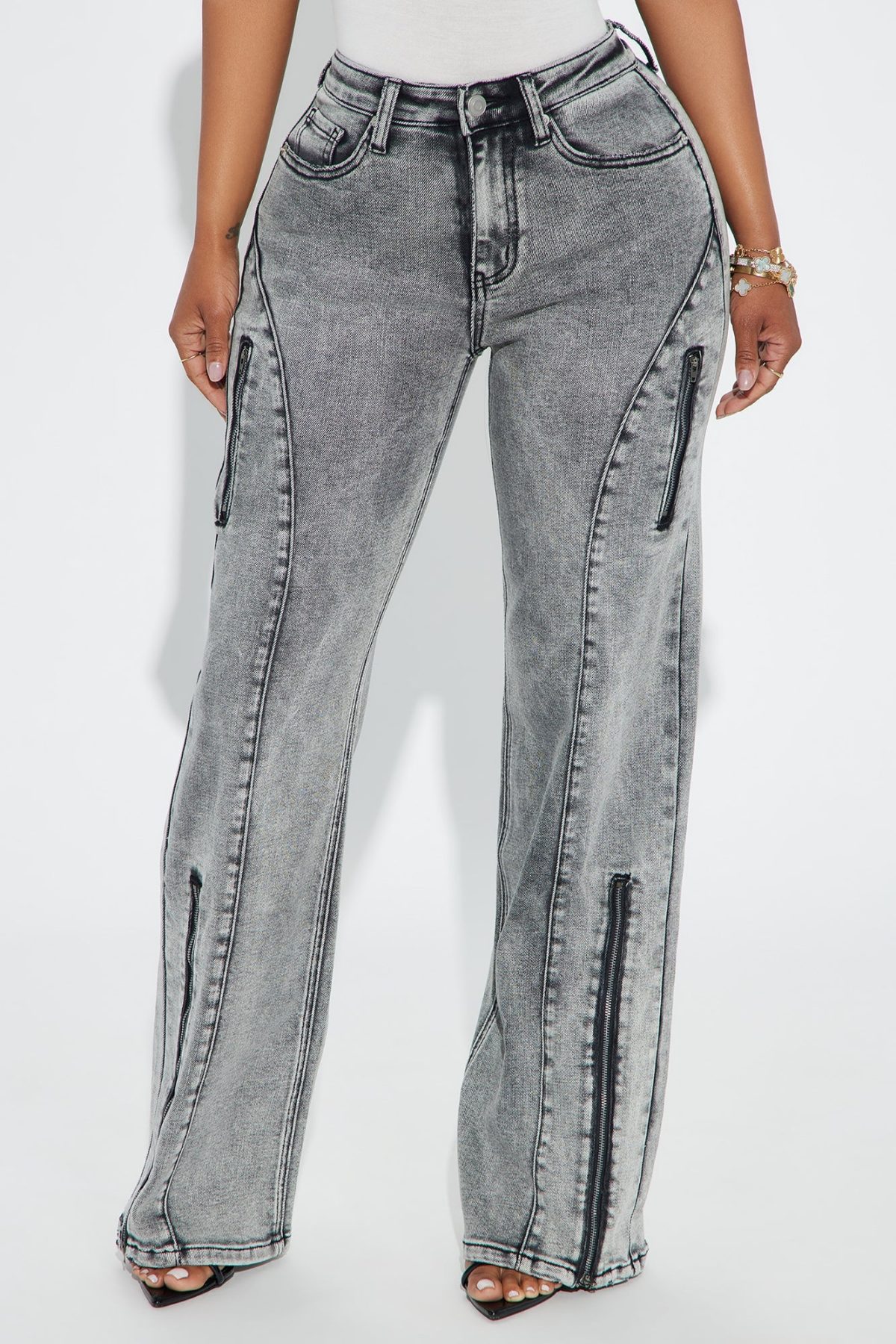 Living Icon Stretch Straight Leg Jeans - Grey