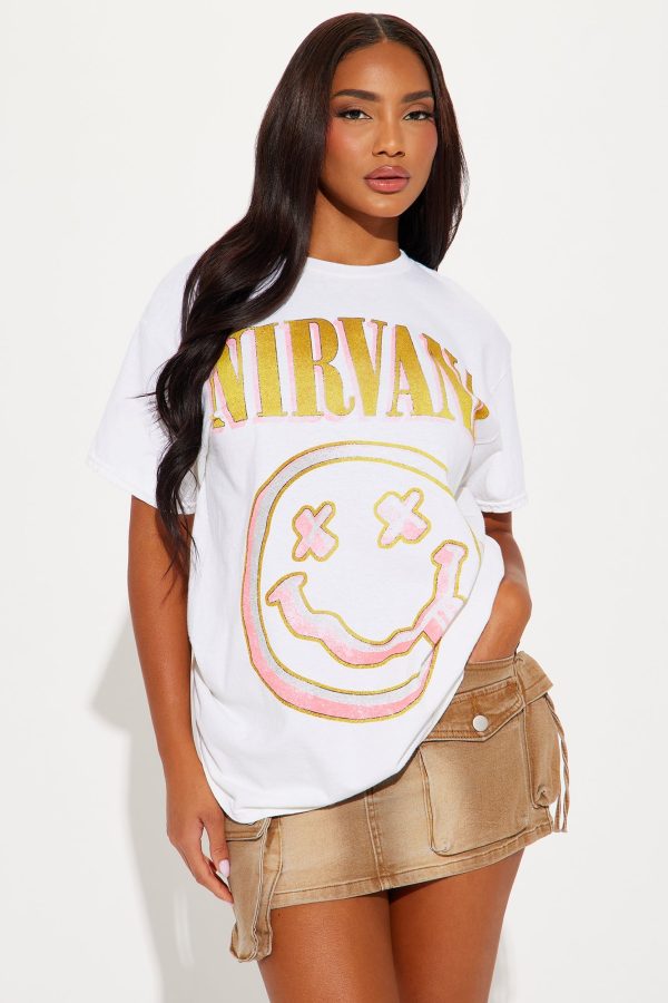 Nirvana Smile Shadow Graphic Tee - Off White