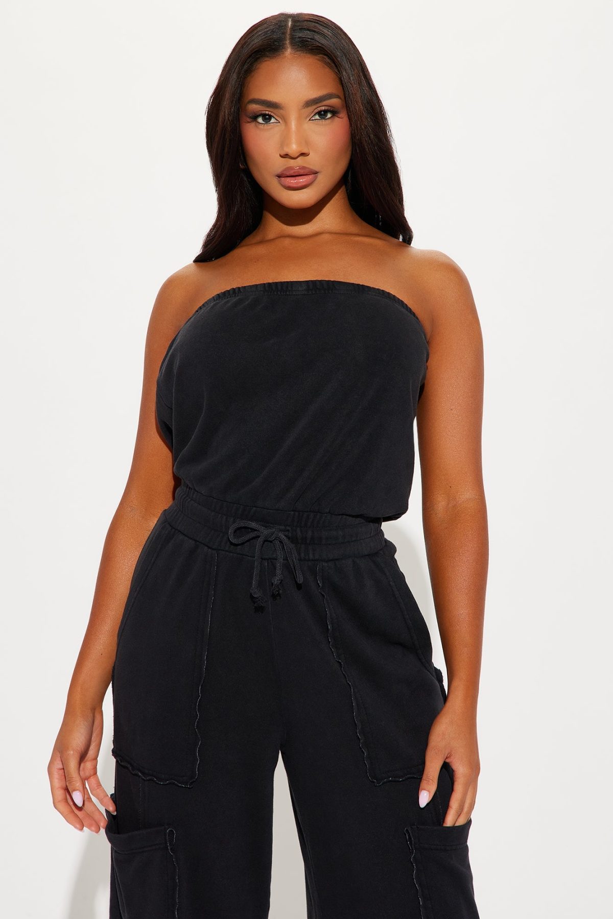 Lounge Around Washed Jumpsuit - Black