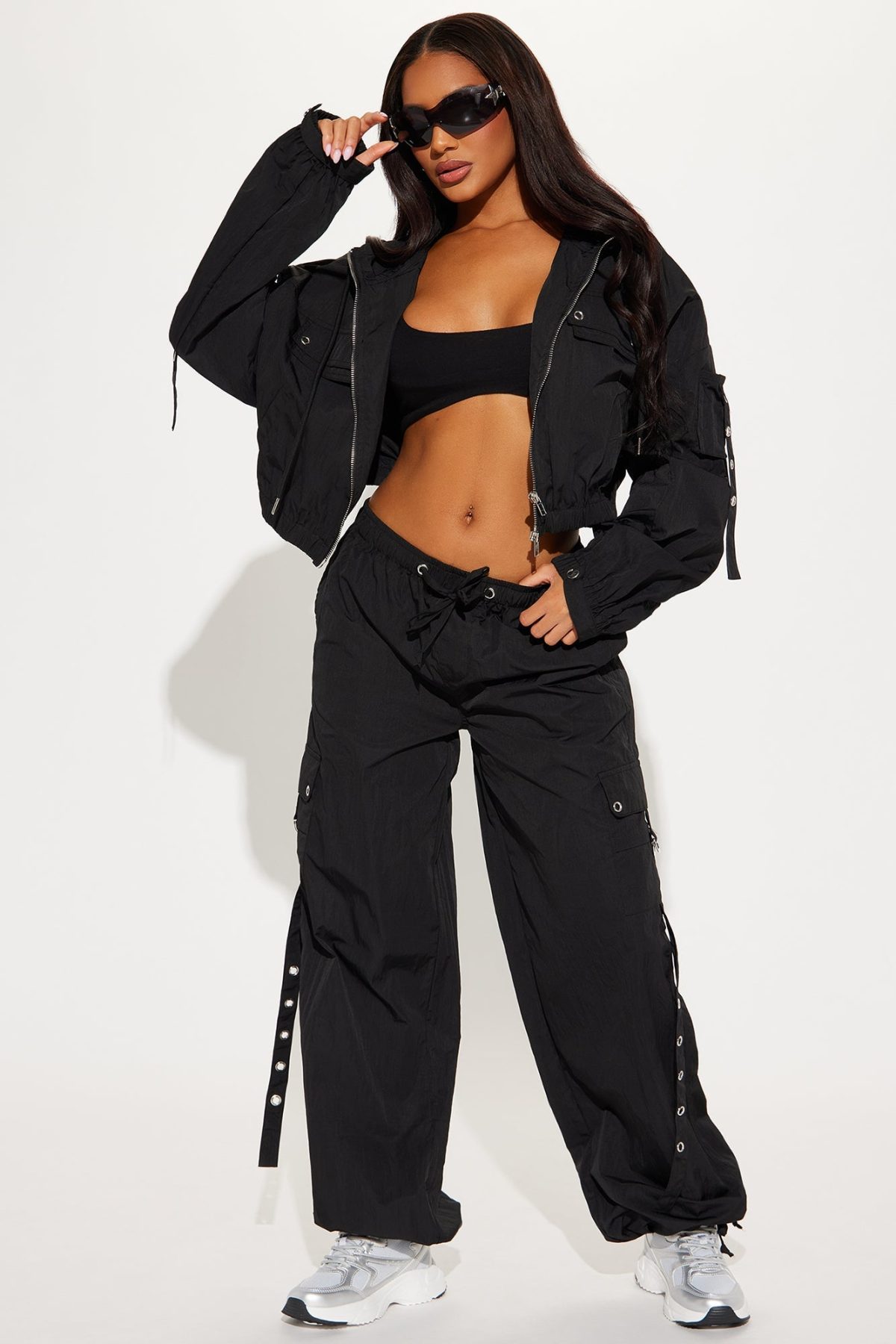 Milla Windbreaker Jogger Set - Black