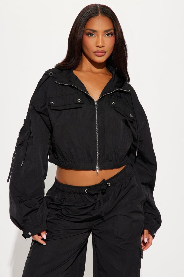 Milla Windbreaker Jogger Set - Black