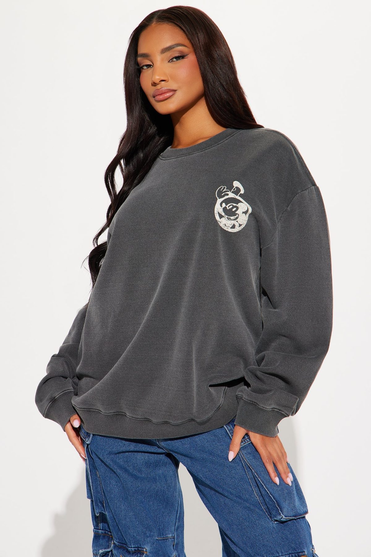 Classic Steamboat Willie Washed Sweatshirt - Black Wash