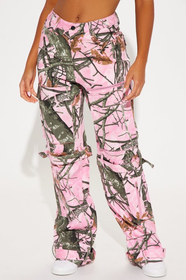 Stop Overthinking Wide Leg Cargo Pant - Pink