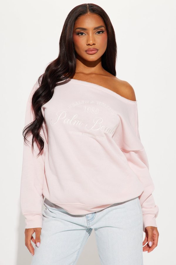 Cali Off Shoulder Sweatshirt - Pink