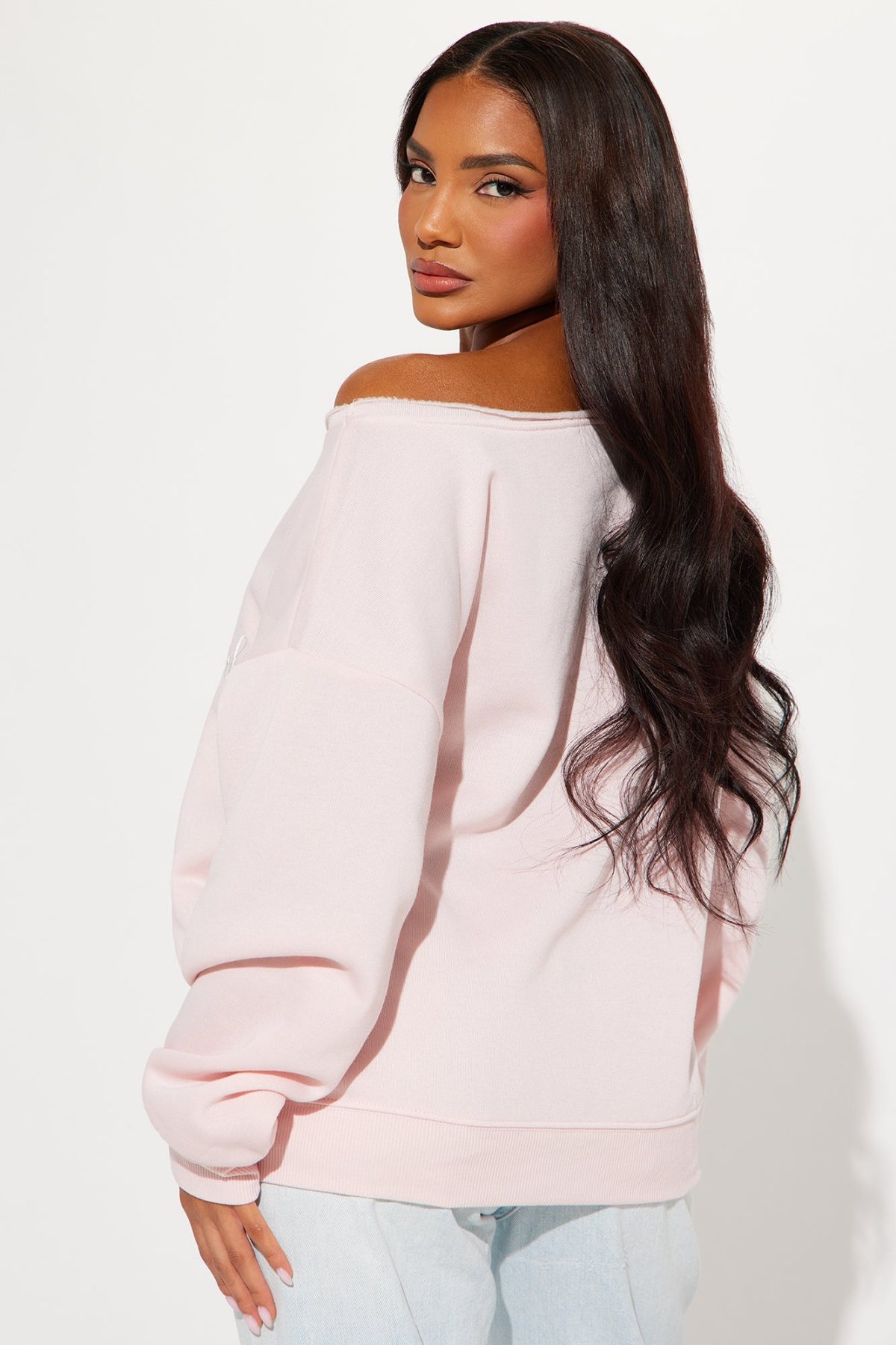 Cali Off Shoulder Sweatshirt - Pink