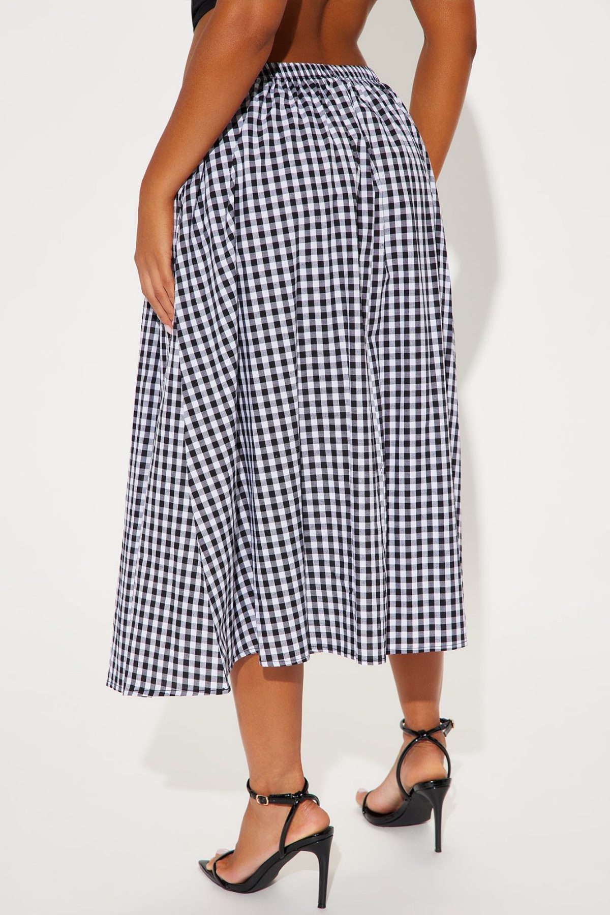 Matilda Gingham Midi Skirt - Black/White