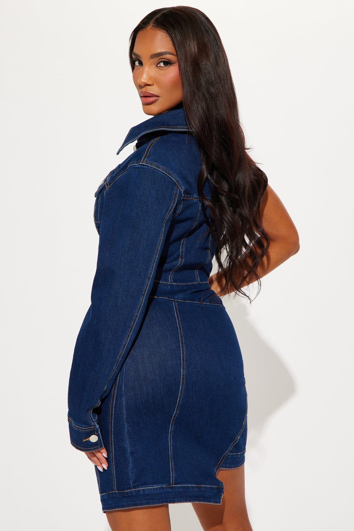 There She Goes Denim Mini Dress - Dark Wash