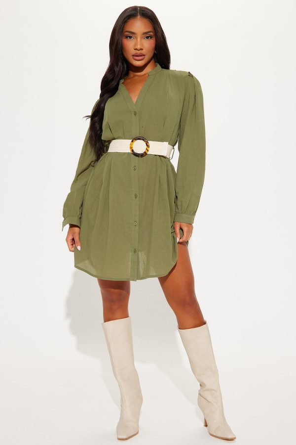 Ayami Mini Shirt Dress - Olive