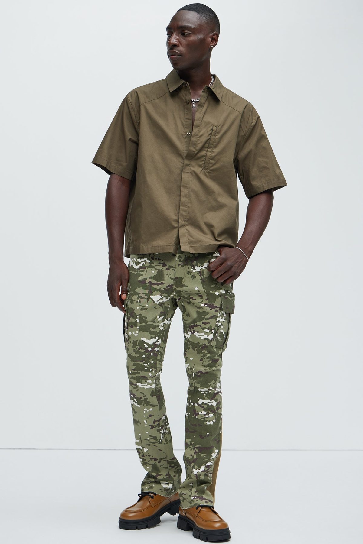 All Over Print Stacked Twill Flare Pant - Camouflage