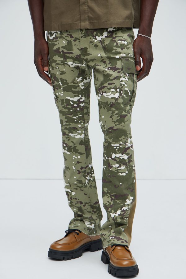 All Over Print Stacked Twill Flare Pant - Camouflage