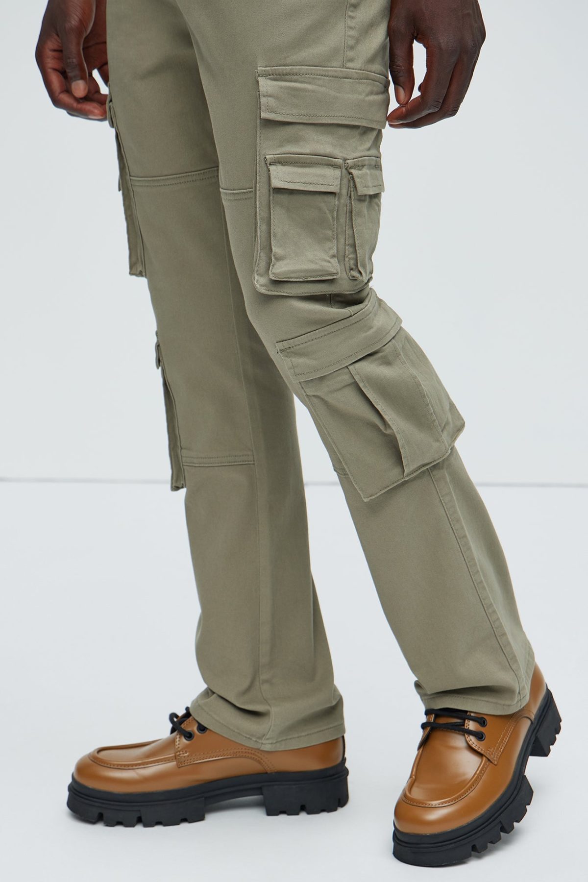 Landon Stacked Skinny Flare Cargo Pants - Olive