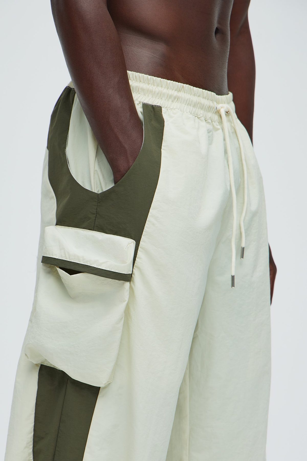 Side With Me Zipper Nylon Pants - White/combo