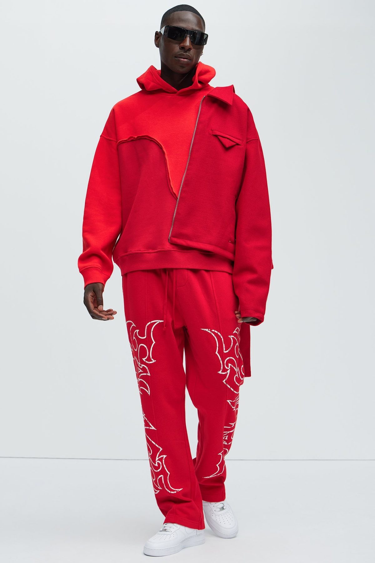 Tyson Oversized Swirl Hoodie - Red/combo