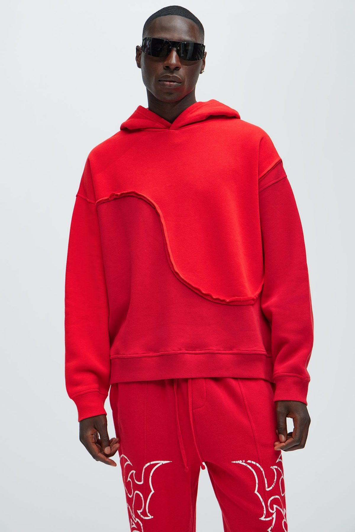 Tyson Oversized Swirl Hoodie - Red/combo