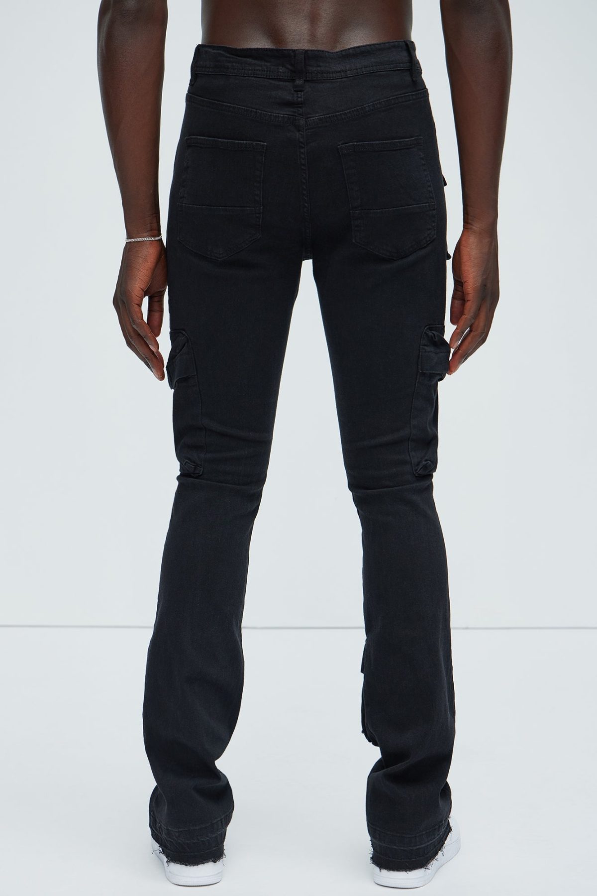 Pick Me Up Cargo Skinny Flare Jeans - Black