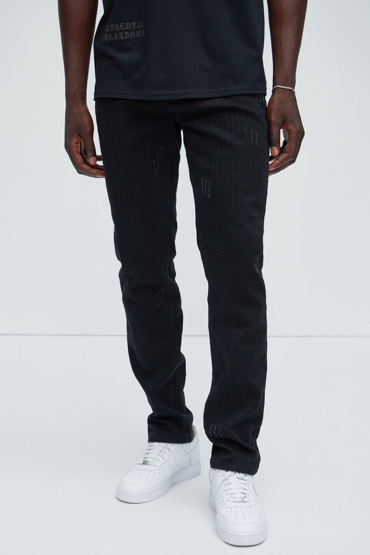 Line Me Up Stitched Slim Pants - Black