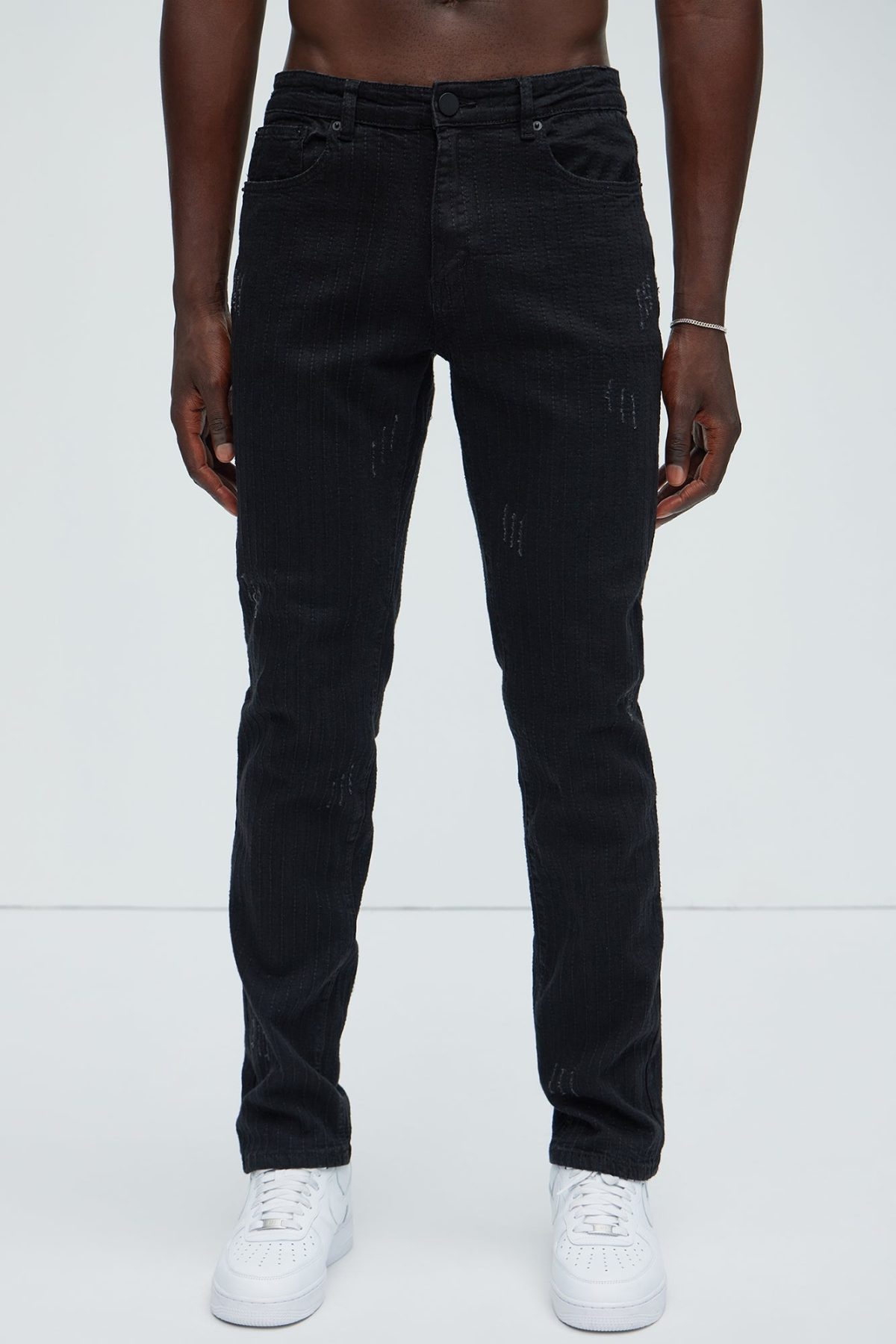 Line Me Up Stitched Slim Pants - Black