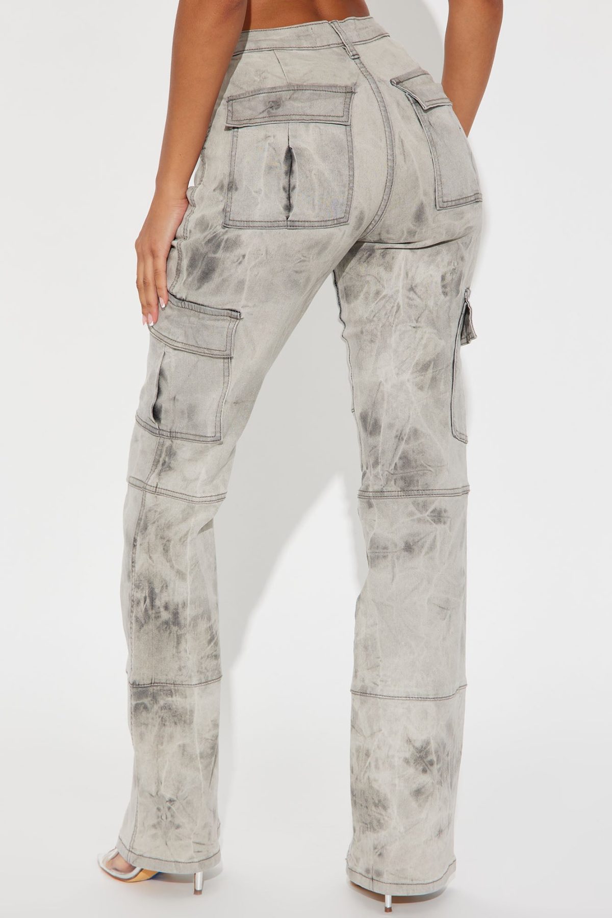 No Alternative Stretch Cargo Bootcut Jeans - Grey