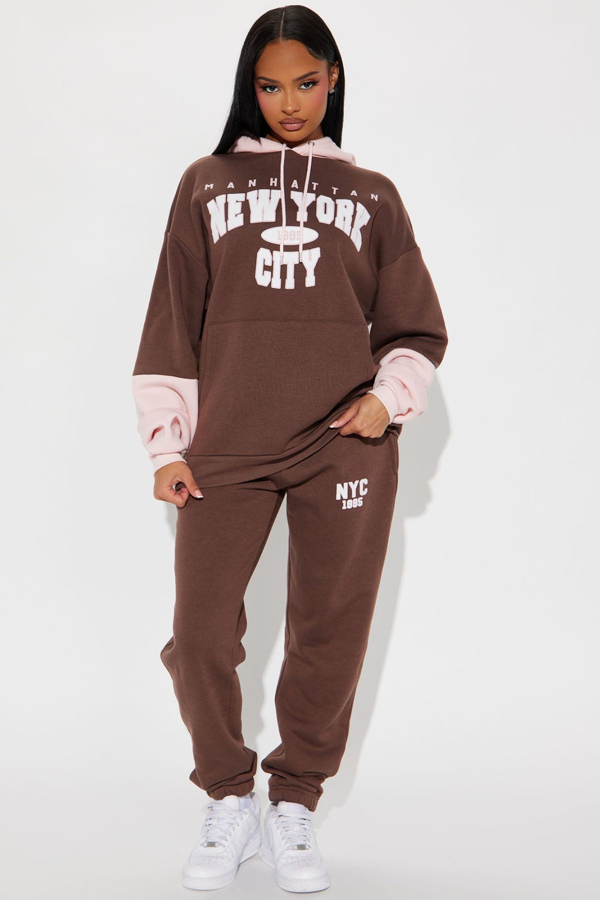 NY Baby Fleece Jogger Set - Brown