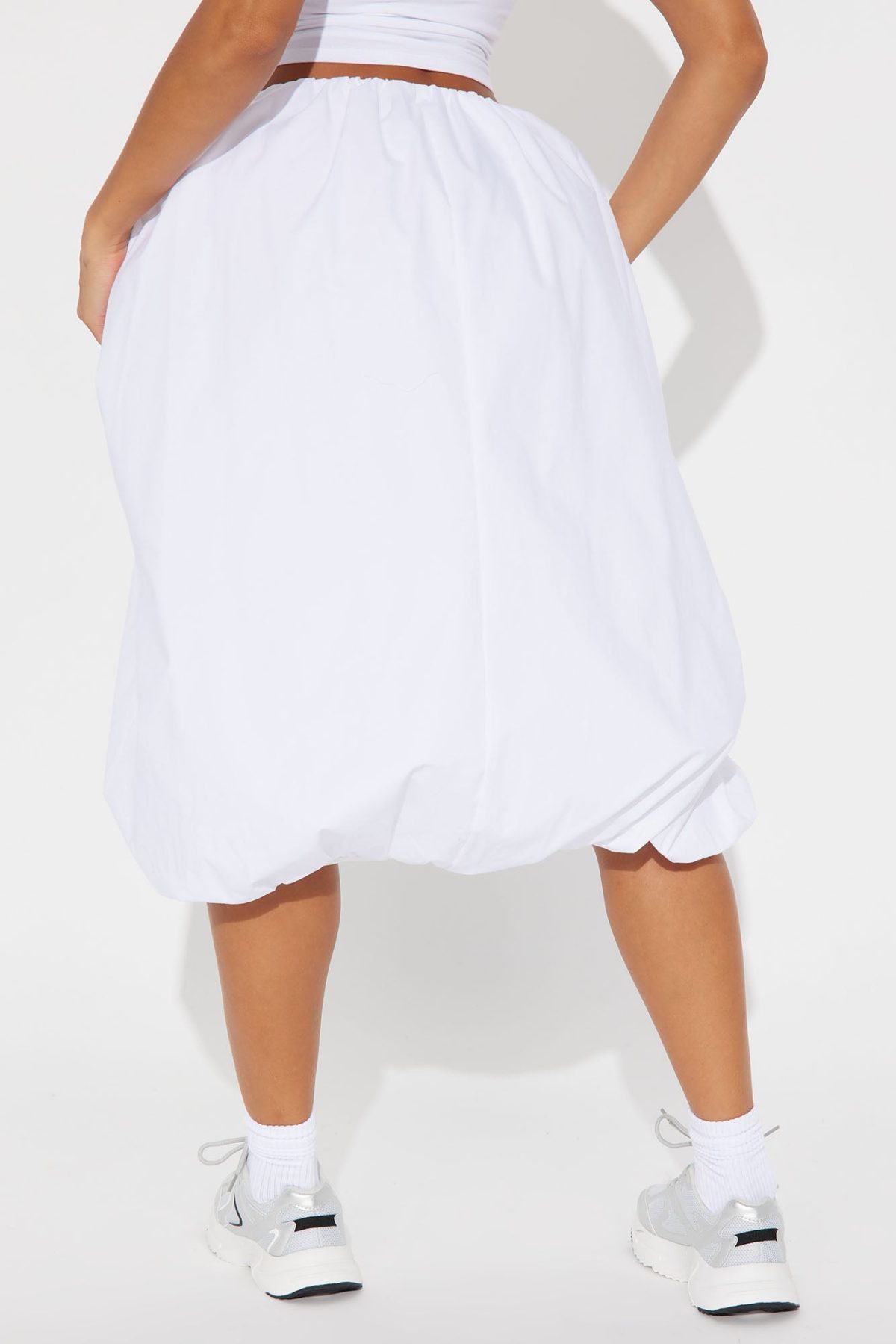 Darla Poplin Bubble Midi Skirt - White