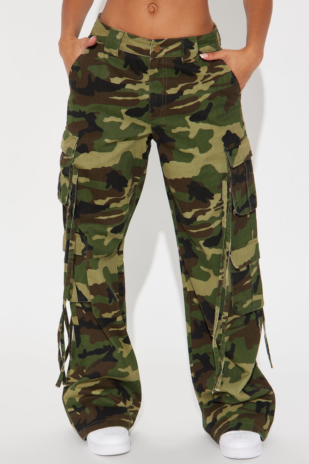 Golden Hour Wide Leg Camo Cargo Pant - Olive/combo