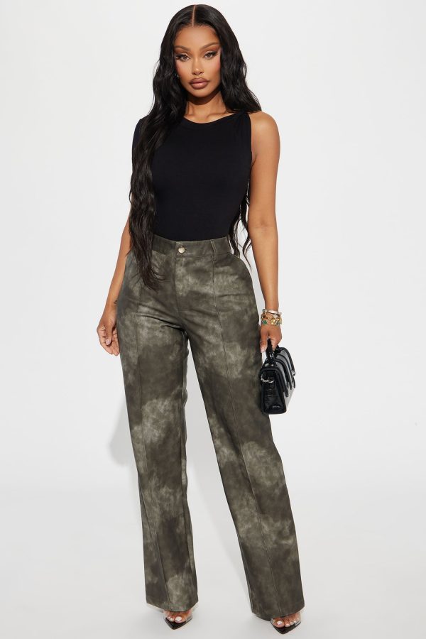 Lilliana Faux Leather Pant - Grey