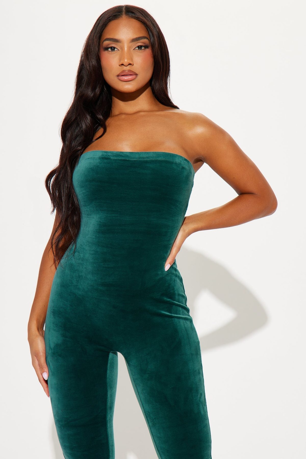 OG Bestie Soft Velour Jumpsuit Set - Hunter