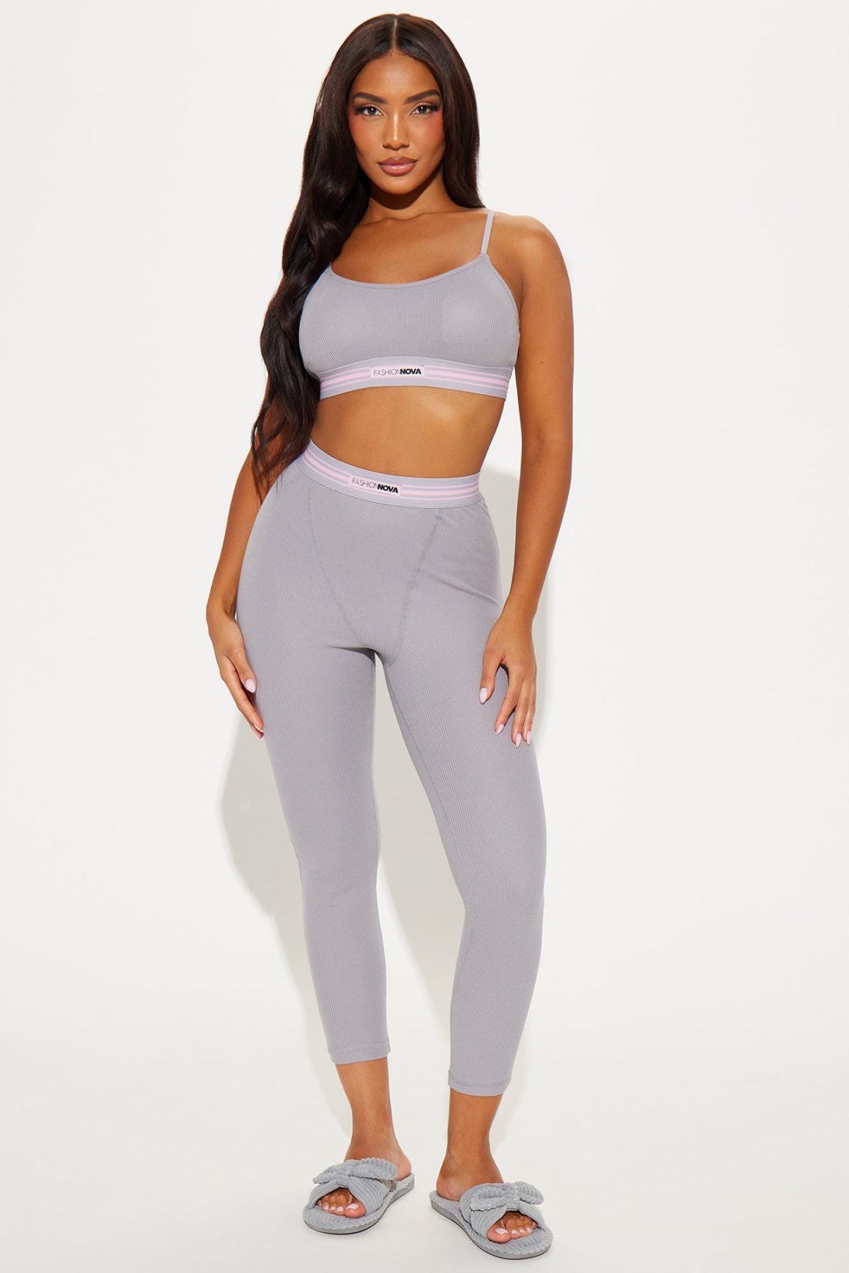 Nova Sleep Waffle PJ Jogger Set - Heather Grey